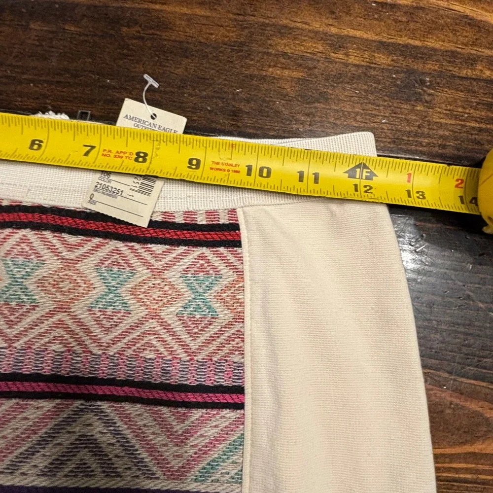 American Eagle Southwestern Tapestry Mini Skirt Size 0 Cream Knit Boho Aztec New